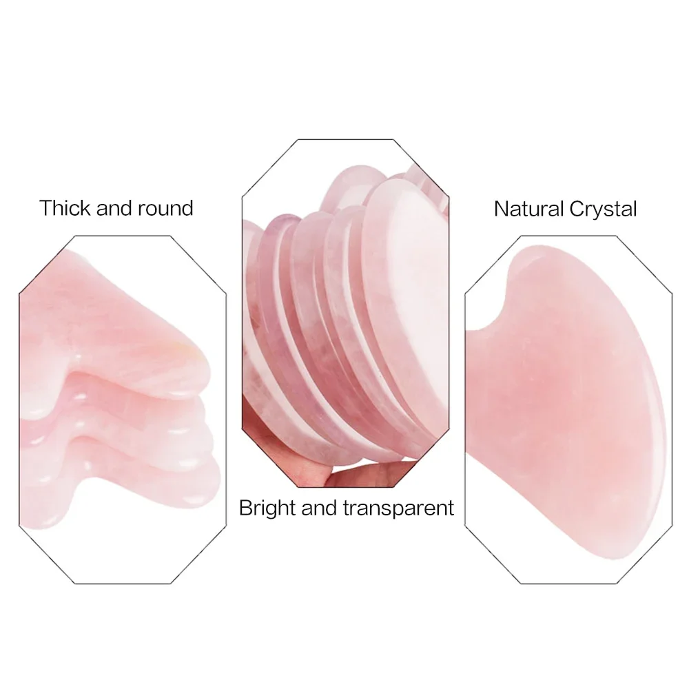 Natural Jade Gua Sha Scraper Board Massage Rose Quartz Jade Guasha Stone Face Massage Neck Skin Lifting Wrinkle Remover Tool