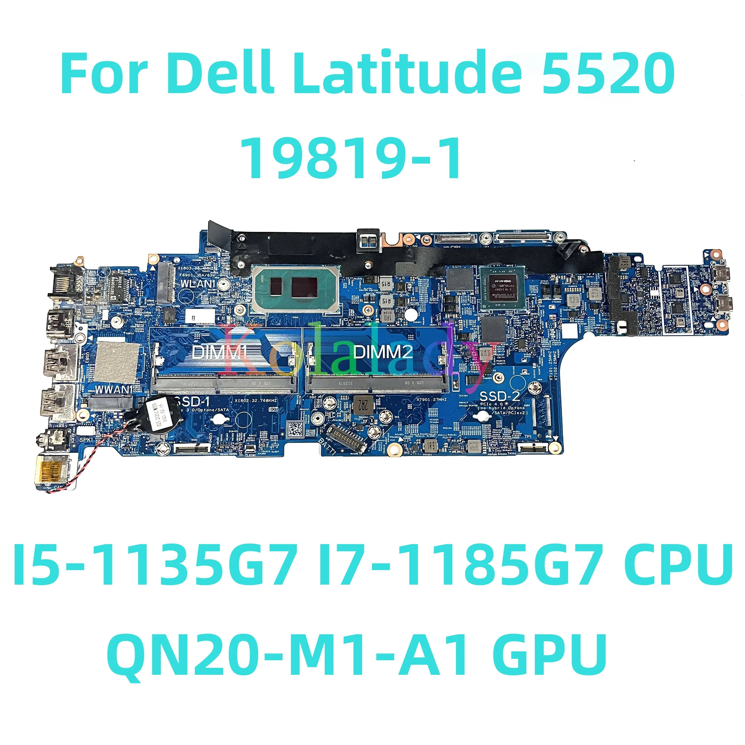 

Материнская плата для ноутбука Dell Latitude 5520 19819-1 со стандартным I7-1185G 7, центральный процессор, графический процессор 100%, протестирована, полностью работает