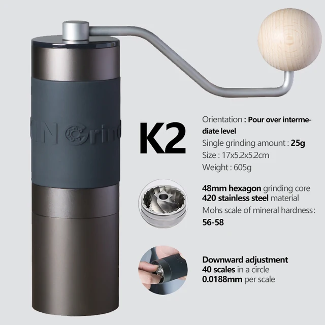 Manual Coffee Grinder Titanium Stainless Steel Coffee Grinder K2