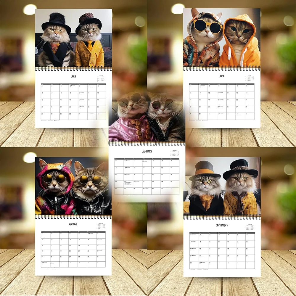 Calendario De Gatos 2026 Planificador Diario Semanal Mensual De 12 meses Calendario Wall Cat Cat Fashion Calendar For Cat Lover
