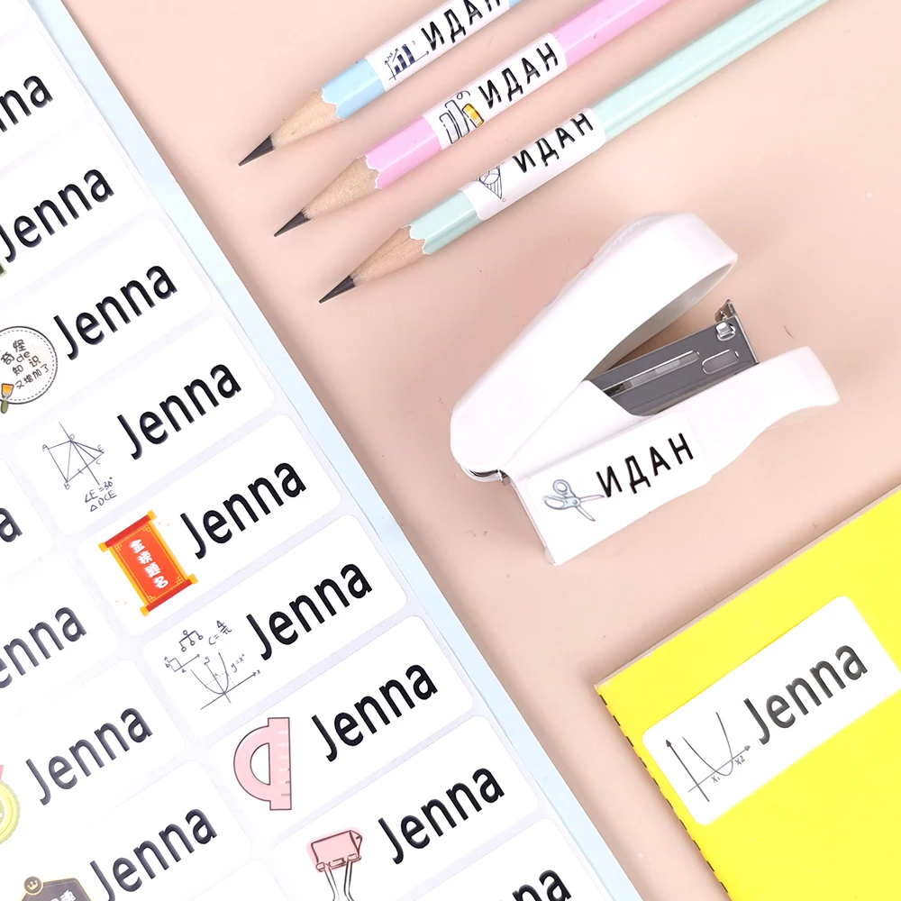 

3size Custom Hebrew Name Sticker Personalized Tag Cartoon Waterproof Decal Label For Children School Office Stationery Stickers