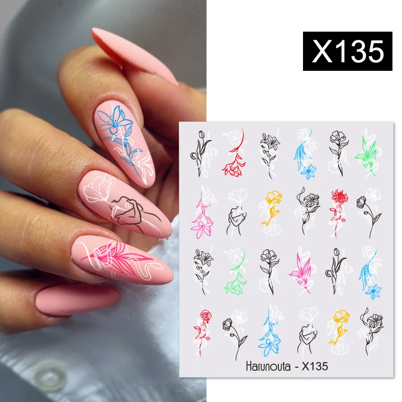 1pc Spring Water Nail Decal And Sticker Flower Leaf Tree Green