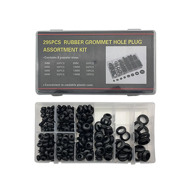 

295pcs/Sets Waterproof Protect Wire Tool 8 Sizes Sealing Rubber Cables Grommet Kit Electrical Plugs Conductor Gasket Ring