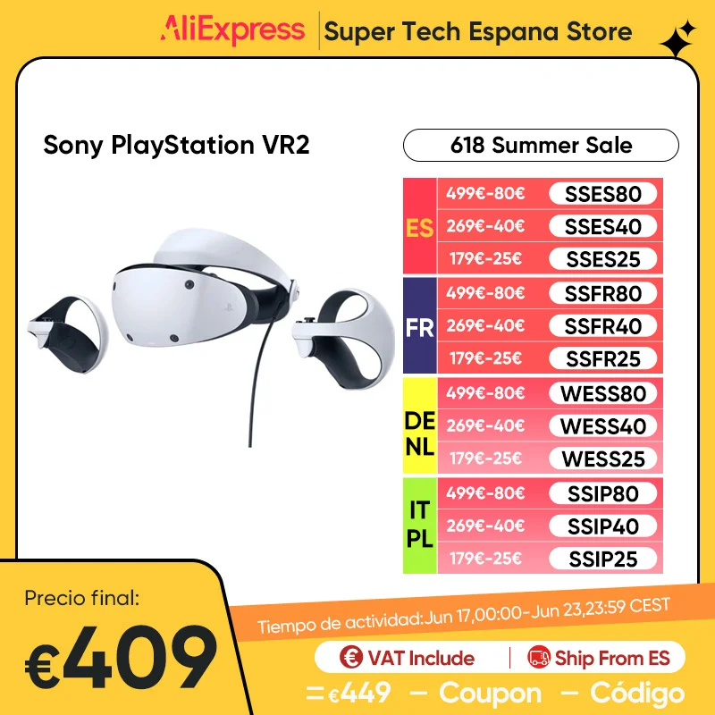 Auriculares de realidad Virtual Sony PlayStation VR2 PS VR2, auriculares para comunicarse con PS5 Playstation 5, consola Sony PS5 PS VR