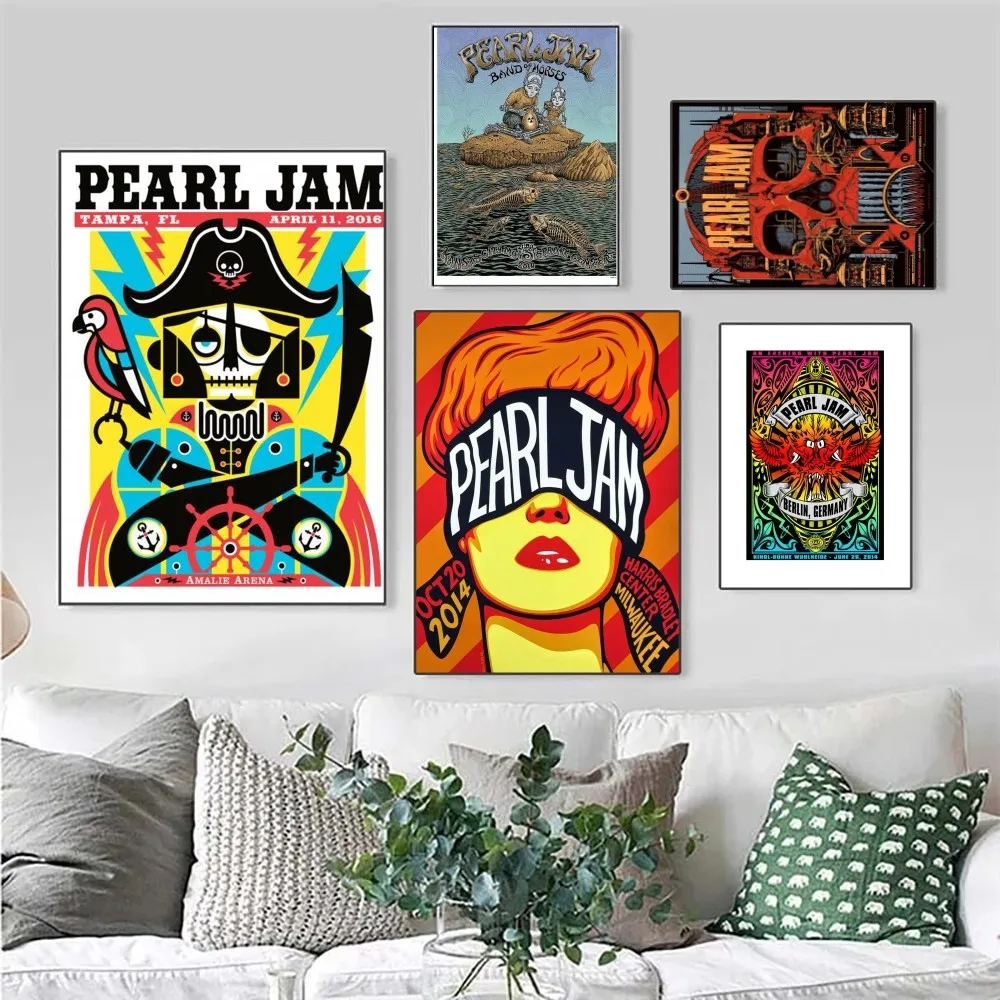 H-PearlS-H-JamS Band   Poster Posters Kraft Paper Vintage Poster Wall Art Painting Study Aesthetic Art  Small Size wall stickers