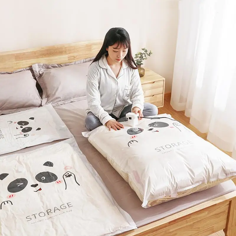 Reusable Vacuum Bag and Pump Cover for Clothes Storing Large Plastic