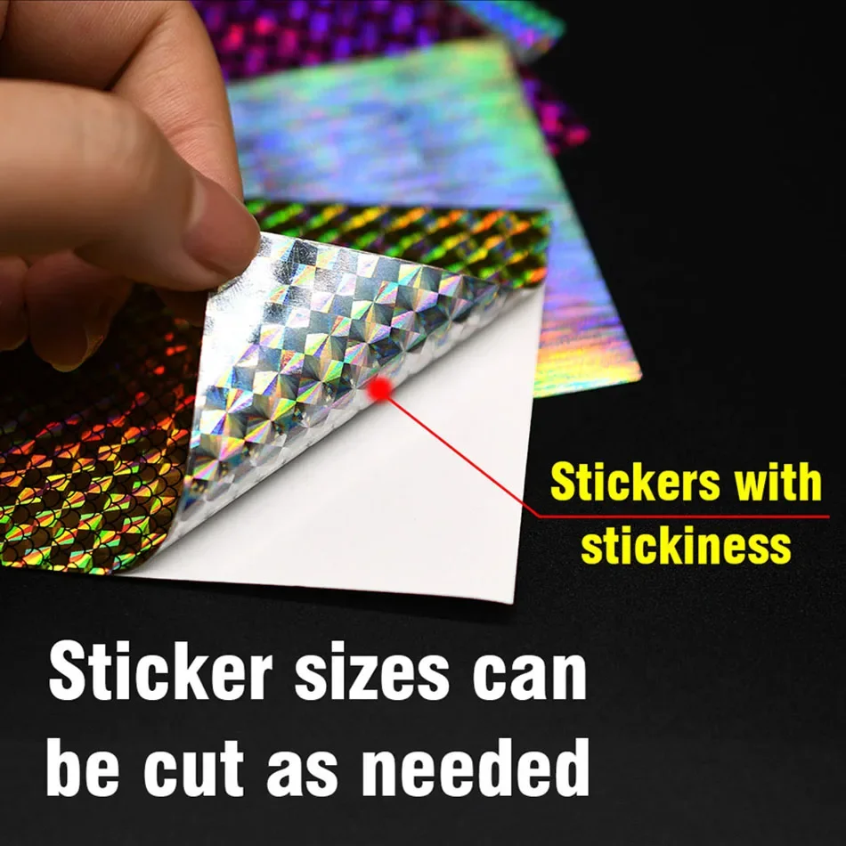 Description Picture 5 of itemMNFT Premium Product 6Pc Metal Bait Self Adhesive Change Color Sticker Hard Sequin Fishing Lure Holographic Fish Scale Tape Film