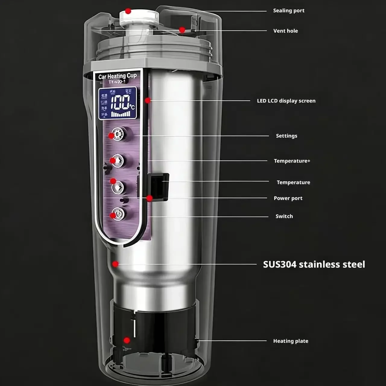 Portable Car Electric Kettle 12V 24V Universal