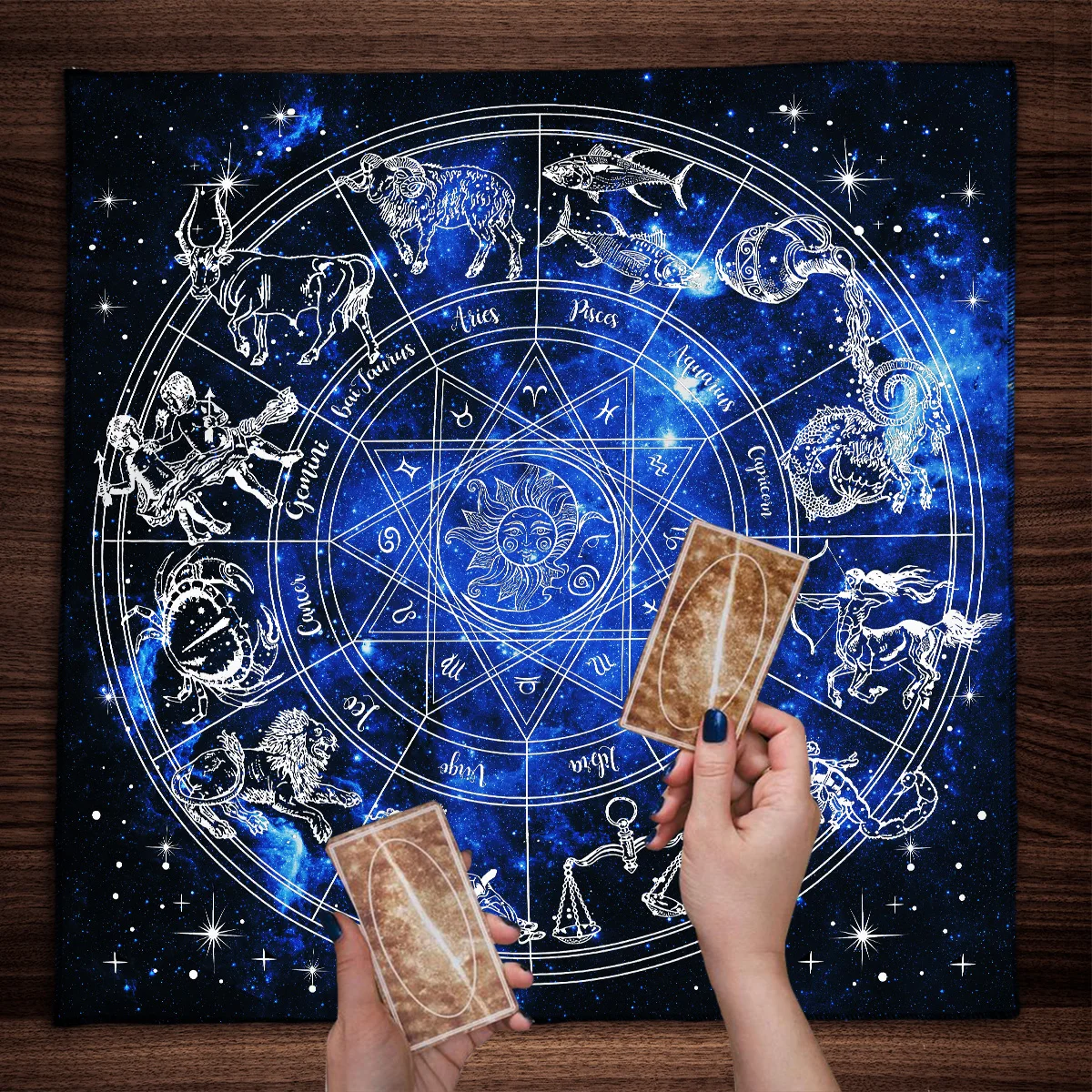 12 Constellations Tarot Card Tablecloth Altar Cloth Sun Moon Starry Sky Tarot Tablecloth For Spread Tarot Reading Cover Decor 5