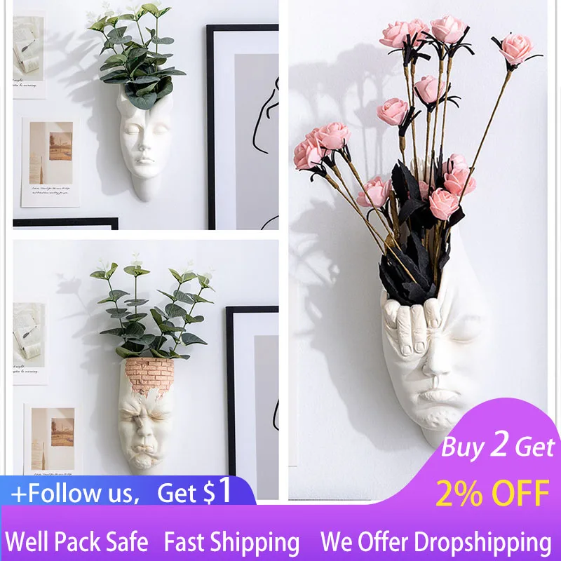 

Wall Planter Flower Vase Wall Sculpture Hanging Flowerpot Surreal New Series of Art Surrealism Home Decoration Living Room Decor