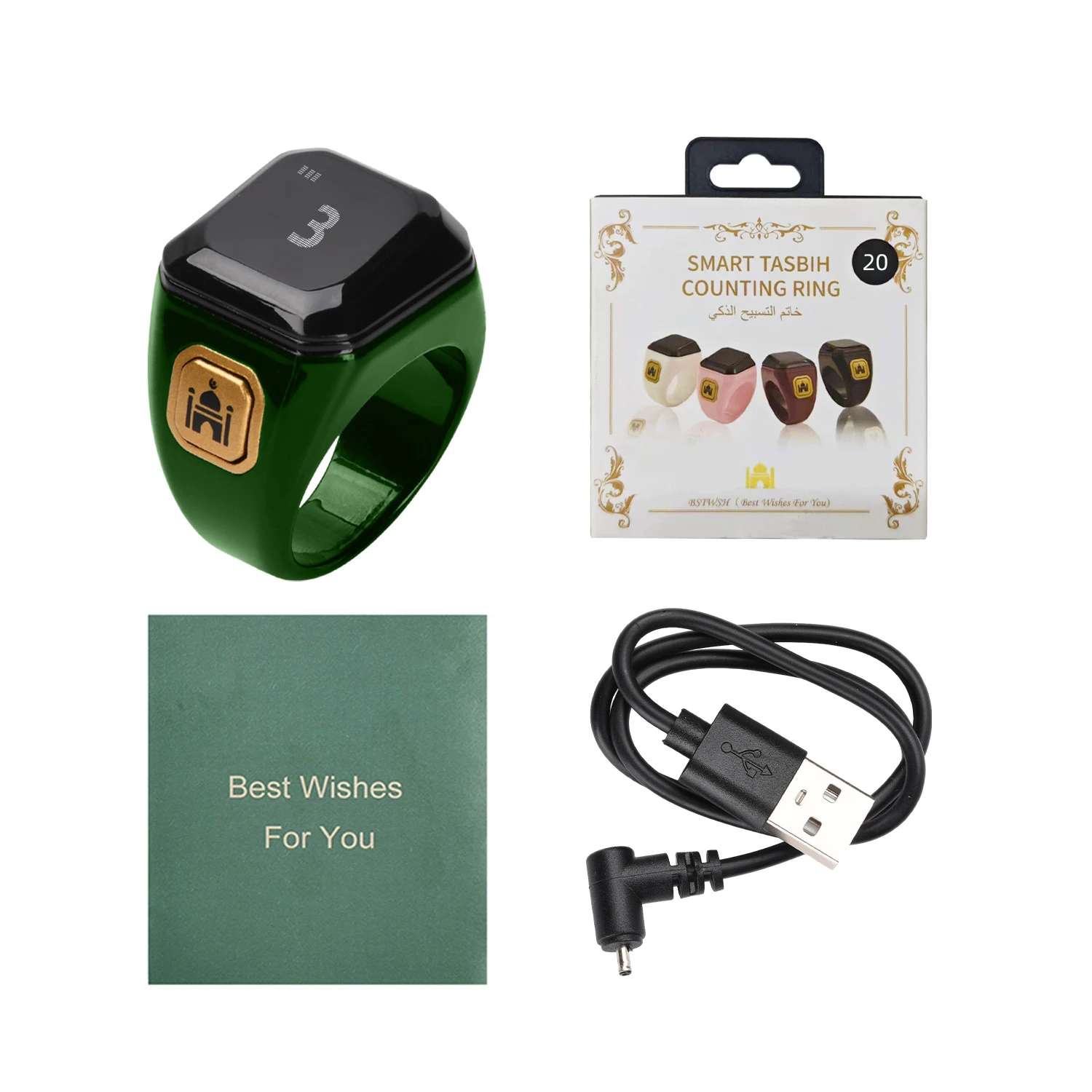 OLED Digitaler Zikr-Ring Zähler mit Bluetooth-App, Tasbih-Zähler für Muslimische Gebetszeiten, Vibrationsalarm und Wecker – Detail 10