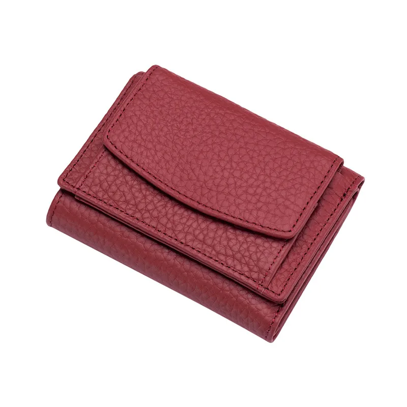 New Women Leather Purses Female Cowhide Wallets Lady Small Coin Pocket Card Holder Mini Money Bag Portable Clutch