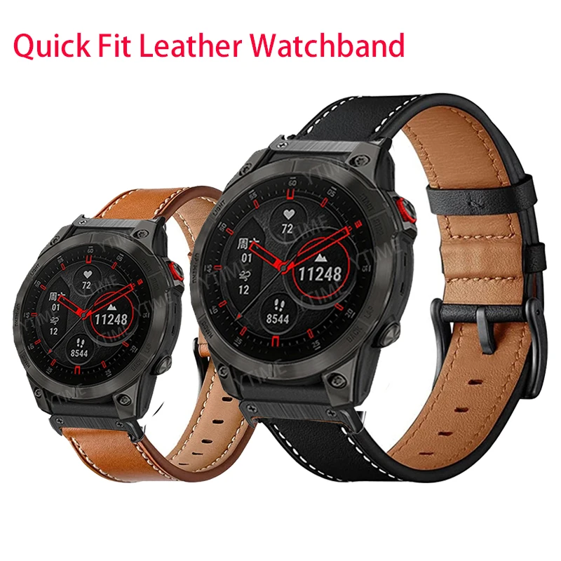 

Ремешок для часов QuickFit, кожаный браслет для Garmin Fenix 6 6X Pro 5 5X Plus 7 7X Epix 3HR/Enduro/MARQ/EPIX 2, 26 мм 22 мм
