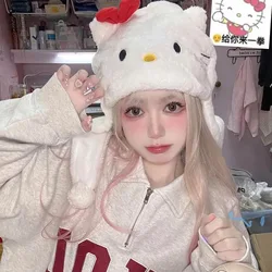 Cartoon Kitty Pikachu Plush Hats Cute Winter Warm Cap Winter Ski Hat Costume Anime Aviator Kawaii Short Hat for Kids Adult