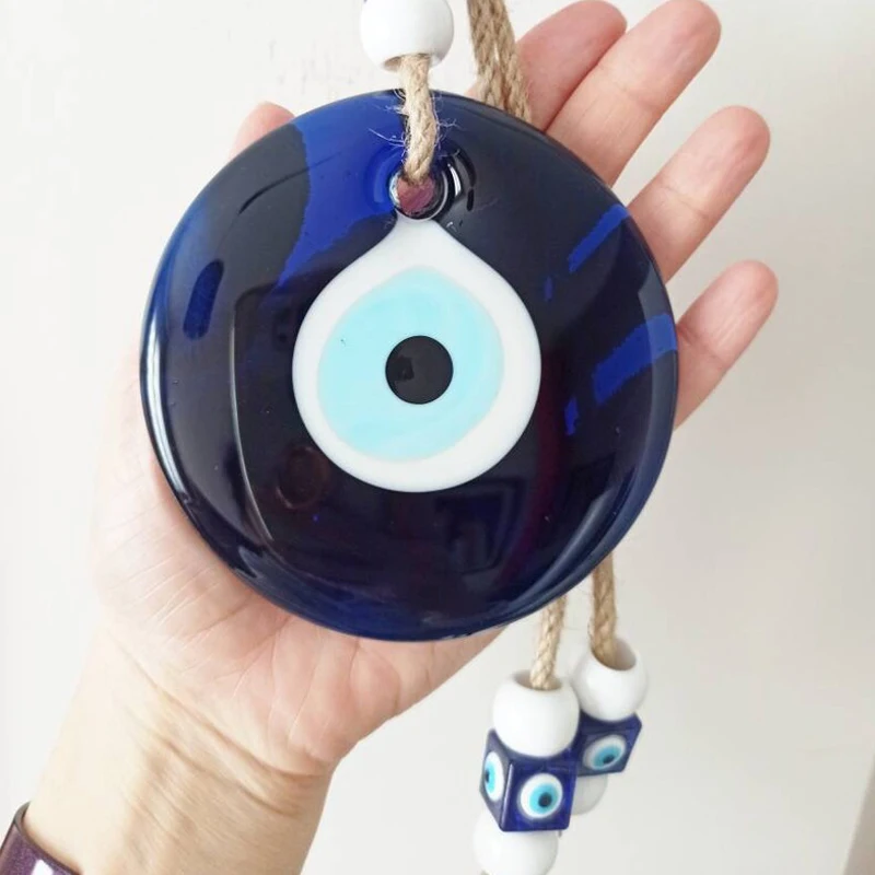 Evil Eye Wall Hanging Lucky Eye Glass Evil Eye Gifts Turkish Eye Nazar House Protection Macrame Decor Rearview Mirror Pendant 4