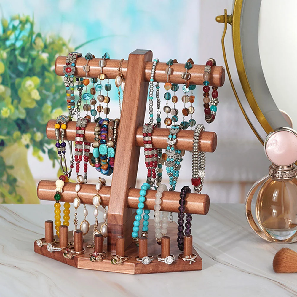 

Bracelet Holder Solid Wood Jewelry Stand Display Shelves Showcase Bangle Organizer