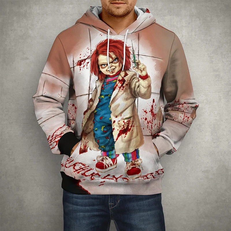 

Childs Play Horror Movie Chucky Hoodies Men Women Goth Hooded Sweatshirt Fashion 3D Printed Pullover Casual Streetwear Cool Coat