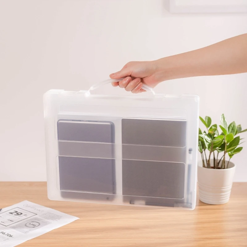 Handheld Files Folder Waterproof Documents Storage Cases Large Capacity Double Buckle Locks for Women Men Office Travel