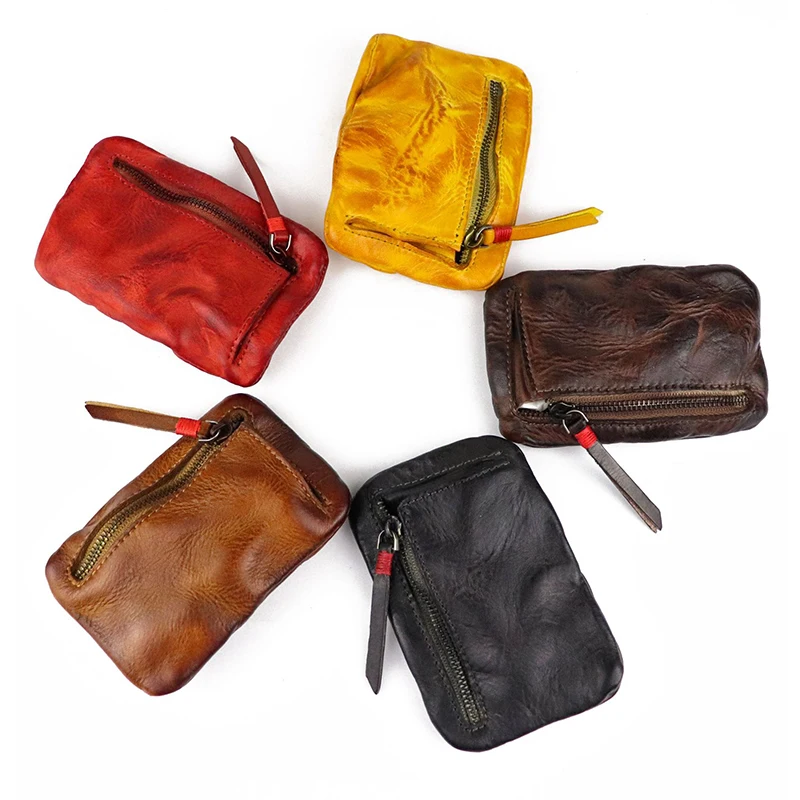 New Coin Purse Retro Creative Mini Storage Bag Japanese Style Handmade Original Leather Coin Purse Multifunctional Card Holder