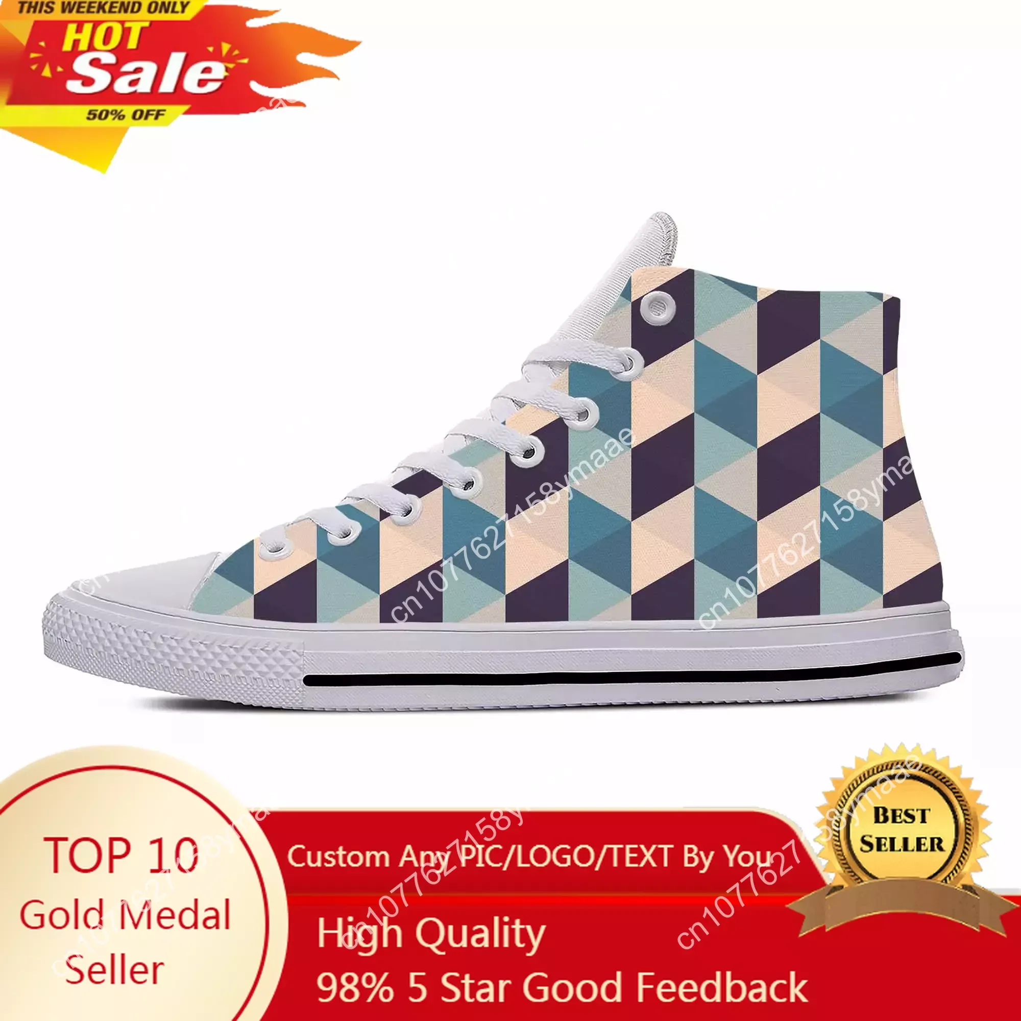 

Summer Hot Geometric Abstract Triangle Aesthetic Latest Casual Shoes Men Women Fashion Sneakers High Top Classic Board Shoes