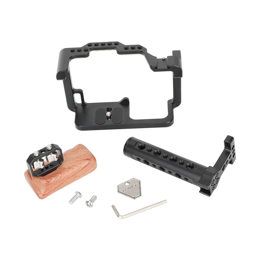 Full Camera Cage With Aluminum Top Cheese Handle & Left Wooden Handle Grip & Sho