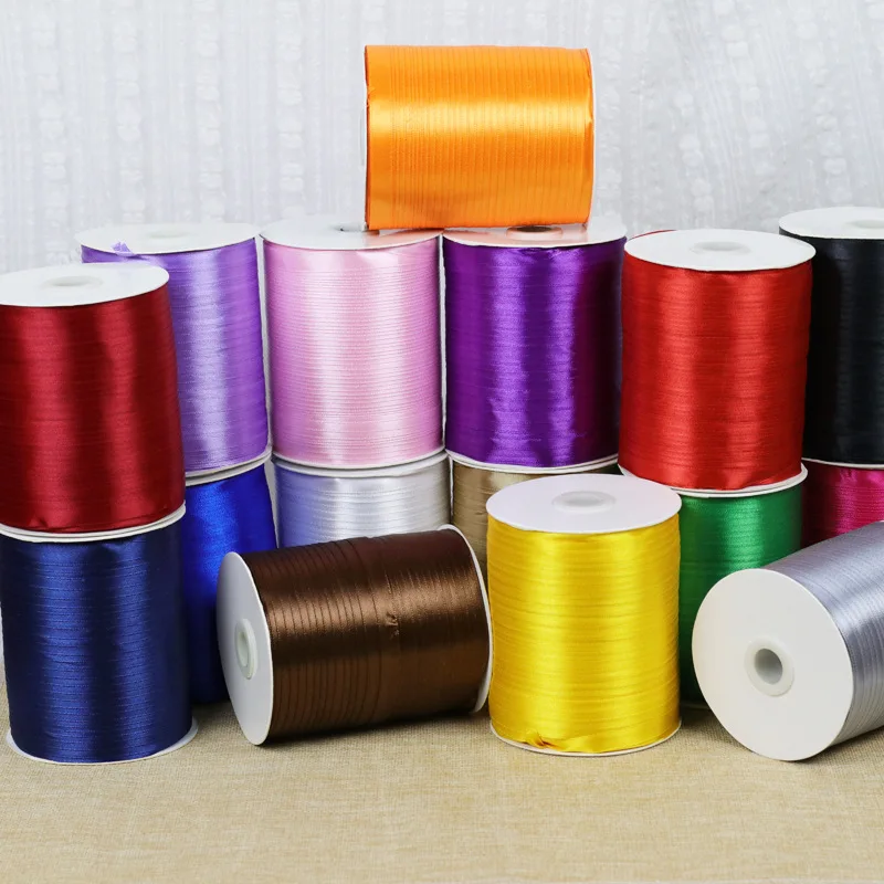 0.6cm satin ribbon 500M / big Roll for DIY colorful home decoration kids handmade craft gift packaging wedding event party decor
