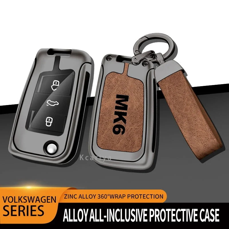 Auto TPU Zinc Alloy Key Case Bag For VW Volkswagen GOLF 6 MK6 Car Key Chain Car Metal Key Shell Interior Decoration Accessories 2