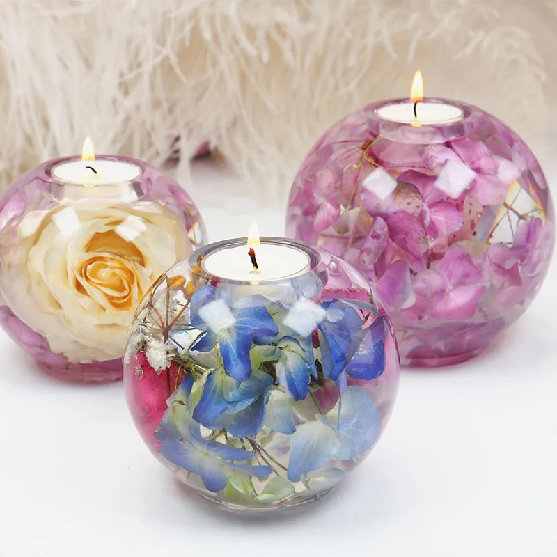 Diy Candlestick Sphere Crystal Epoxy Resin Mold Sphere Ball Candle