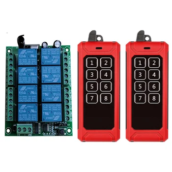433MHZ DC 12V 24V 8CH RF Interruttore di telecomando senza fili Sistema di controllo remoto Ricevitore Trasmettitore industriale Relè 8CH