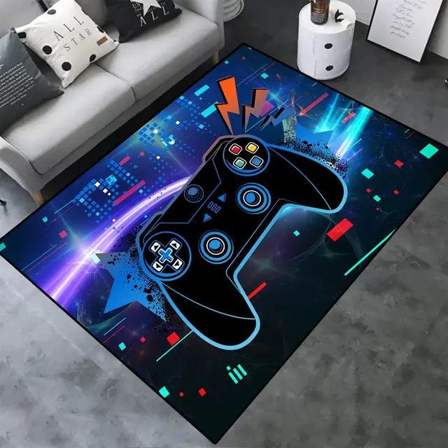 Home Area Gamer Rugs with Game Controller Design,Non Slip Floor Mats for Kids,Throw Carpet for Decor Living Bed Playrooms Tapis 6