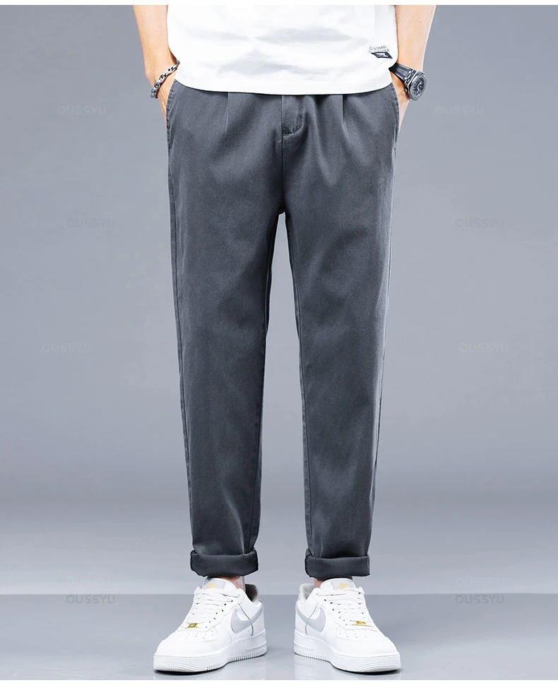 Description Picture 6 of itemBrand Clothing New Summer Soft Lyocell Fabric Men's Casual Pants Thin Slim Elastic Waist Korea Jogger Ankle Length Trousers Male