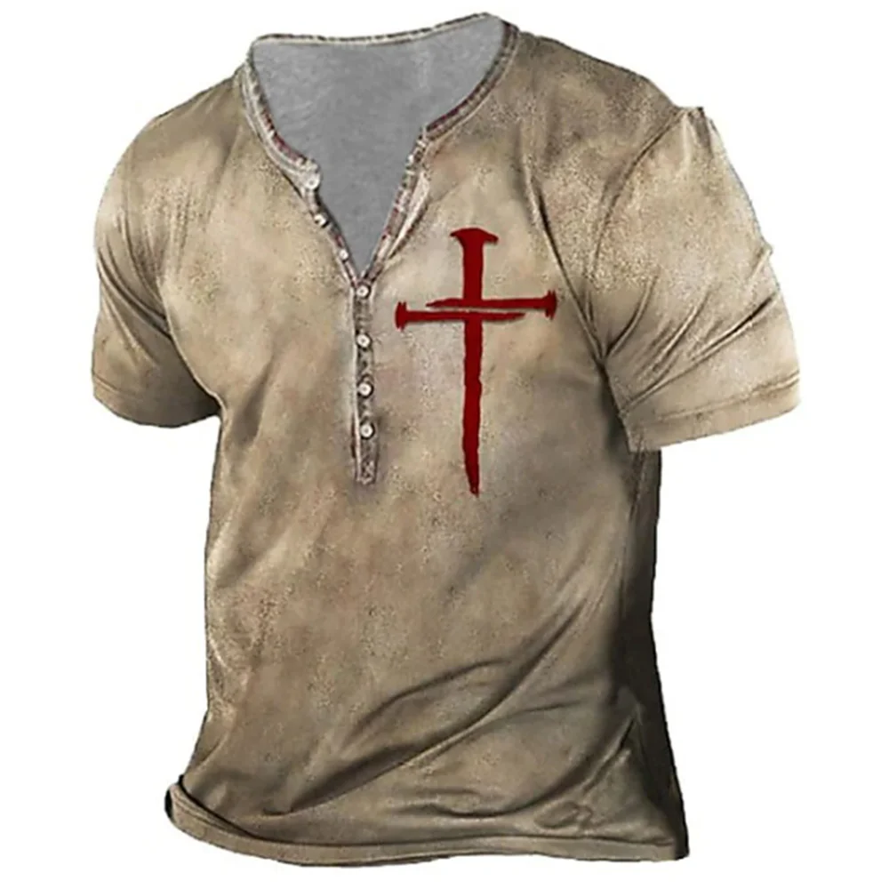 Camp David Camiseta Henley Para Hombre Con Coloración Usada Y