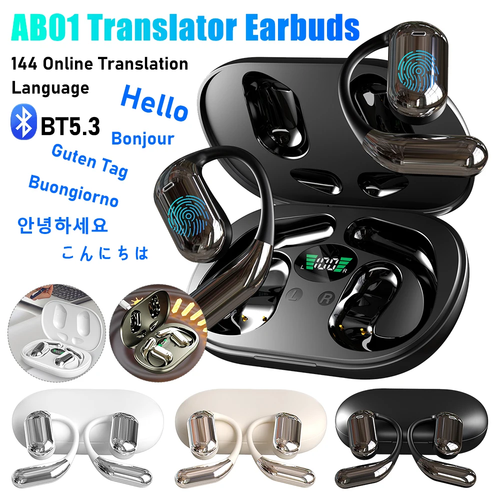 Q16 144 Languages Translation Earbuds Bluetooth Real Time Translators Headphones Wireless 3-in-1 Music Call AI Voice Translator translator earbuds translator earphones voice translator language translator wireless earbuds translation headset