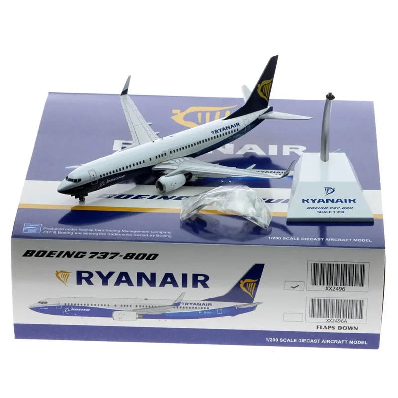 

1:200 Scale Model Ryanair Boeing 737-800 Airplane Diecast Alloy Aircraft With Stand Collection Display Gift For Fans Display