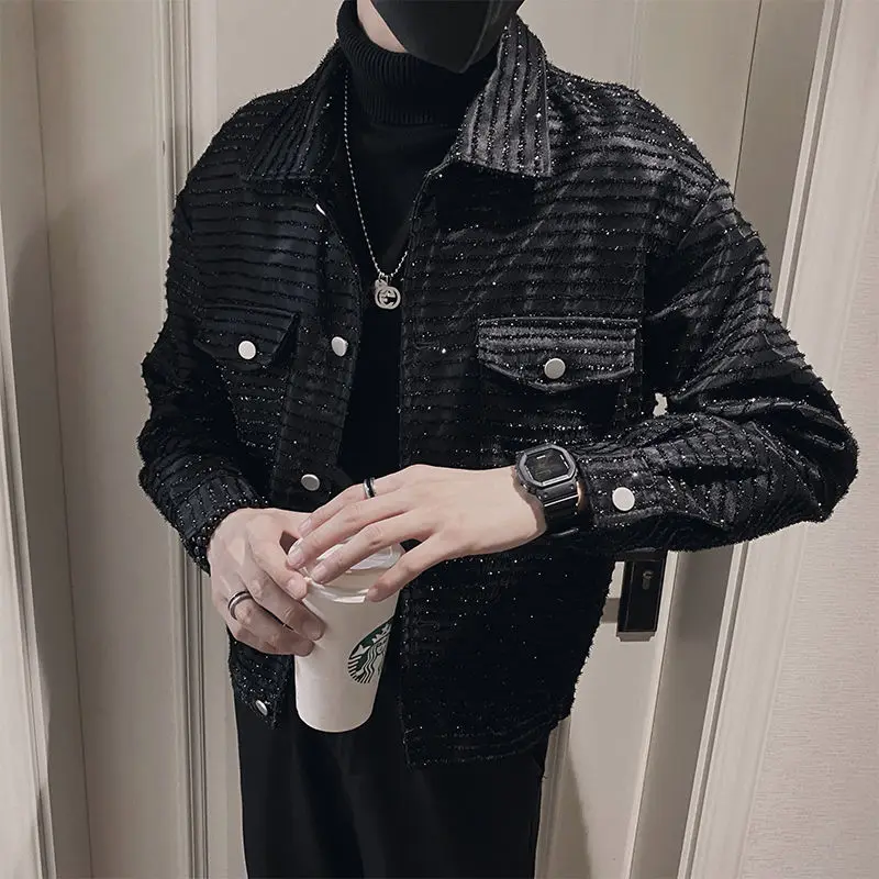 High-grade sense ruffian handsome jacket men's new heavy-duty design sense casual coat men's spring and autumn fashion brand top