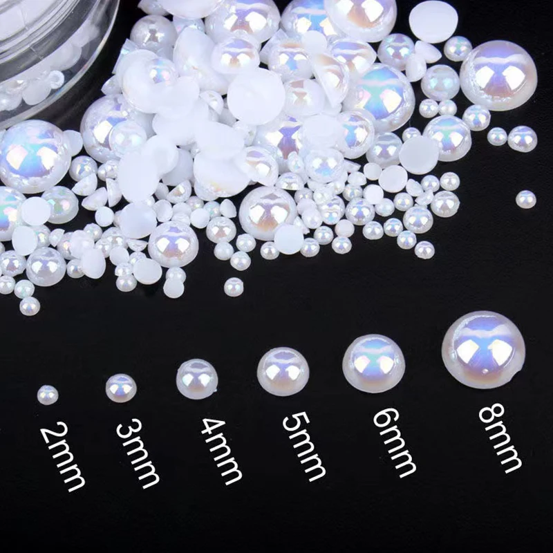 Mix 3D Nail Art Punk Silver Pearl Shape Gothic Design Luxury Charms Manicure Tips Rhinestones Decoration 4