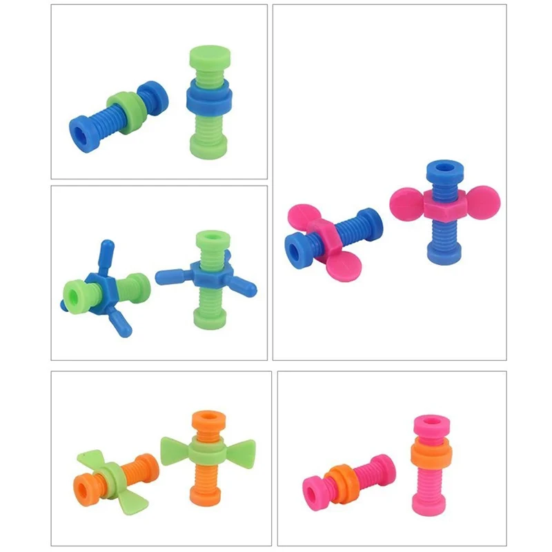 3Pcs Creative Screwing Building Blocks Toy Funny Children's Puzzle Toys Plastic Insert Nut Shape Boy Girls Holiday Birthday Gift
