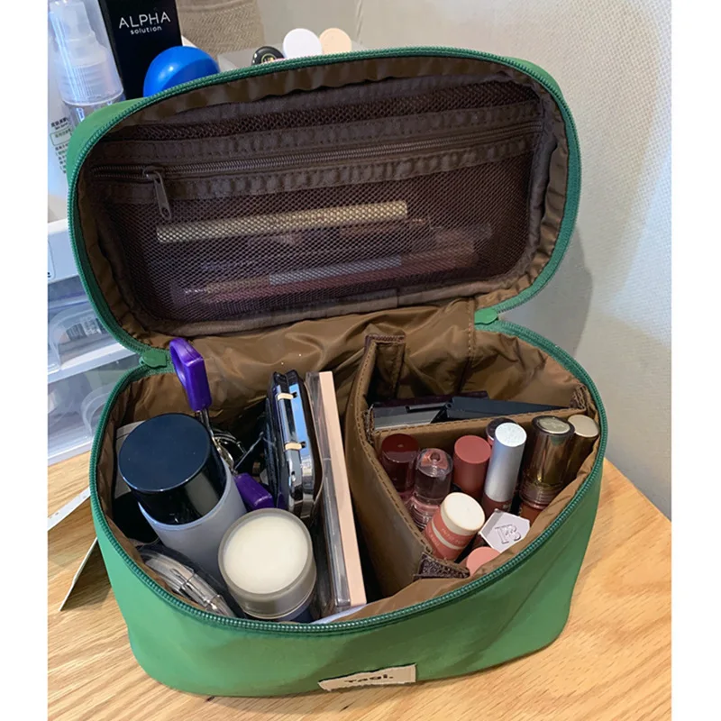 Large Capacity Cosmetic Bag Portable Handheld Travel Makeup Storage Partitioned Waterproof Toiletry Pouch
