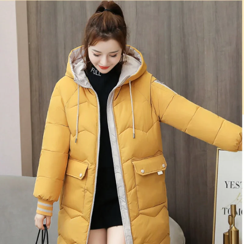 2023 New Women Down Cotton Coat Winter Jacket Female  Thickening Plushing Parkas Loose Outwear Mid Length Version Overcoat 2021 new female thickening plus velvet warm down cotton mid length jacket parkas women casual loose korean winter jackets coats