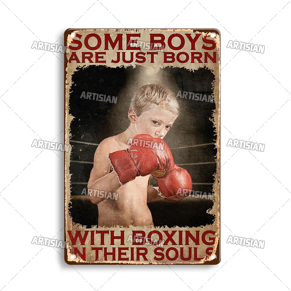 Targa in metallo con motivo Boxing Club, per uomini e donne, stile retrò, vintage, decorazione artistica da parete, 20,3 x 30,5 cm