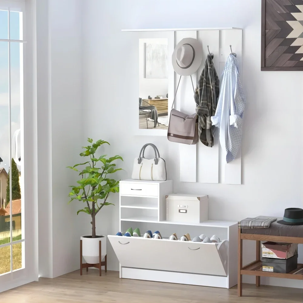 Combination Model Gate Cabinet with Shoe cabinet+Hang shelf+ Mirror 3