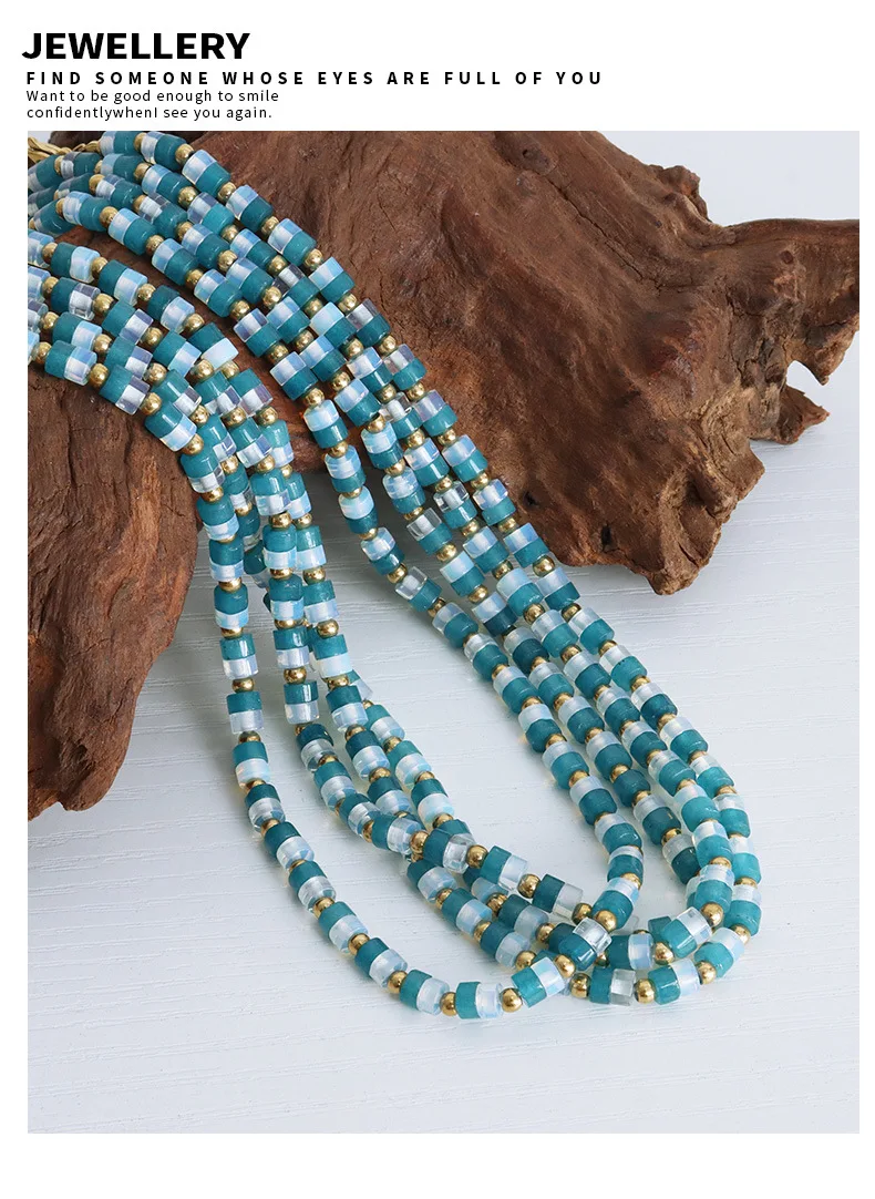 Marka Blau-weiße Edelstein-Halskette für Damen, Bohemian-Accessoires, Mädchenmode, Perlenkette, Paar-Schmuck, Geschenk, Großhandel – Detail 20