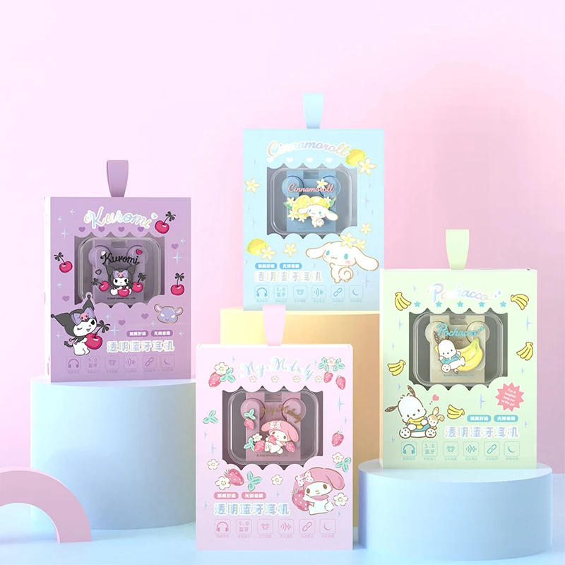 

2023 Sanrioed Беспроводная Bluetooth-гарнитура мультяшное милое изображение My Melody Kuromi Cinnamoroll почтовые аксессуары Tws подарок на день рождения