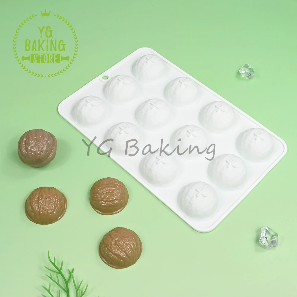 Dorica 3D Half Walnut Design Pudding Silicone Mousse Mould DIY Nut Dessert Chocolate Mold Cake Decorating Tools Kitchen Bakeware