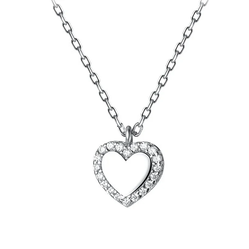 

Женское Ожерелье с кулоном в виде сердца из серебра пробы с цирконом