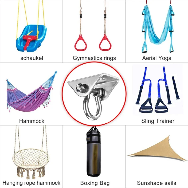 500kg Capacity Aerial Swing Hangers Ceiling Mount Hooks For Yoga Hammock Hanging Chair Sandbag Punching bag SUS304 weight lifting hooks