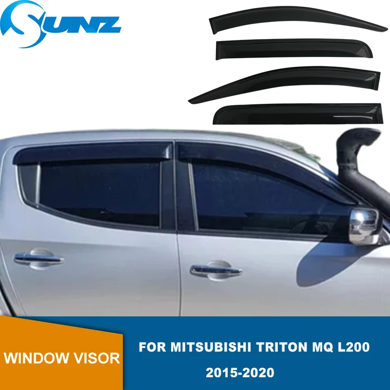 Door Visor For Mitsubishi Triton MQ MR L200 2015 Side Window Deflectors Sun Rain Guard SUNZ car window visor,car window deflectors