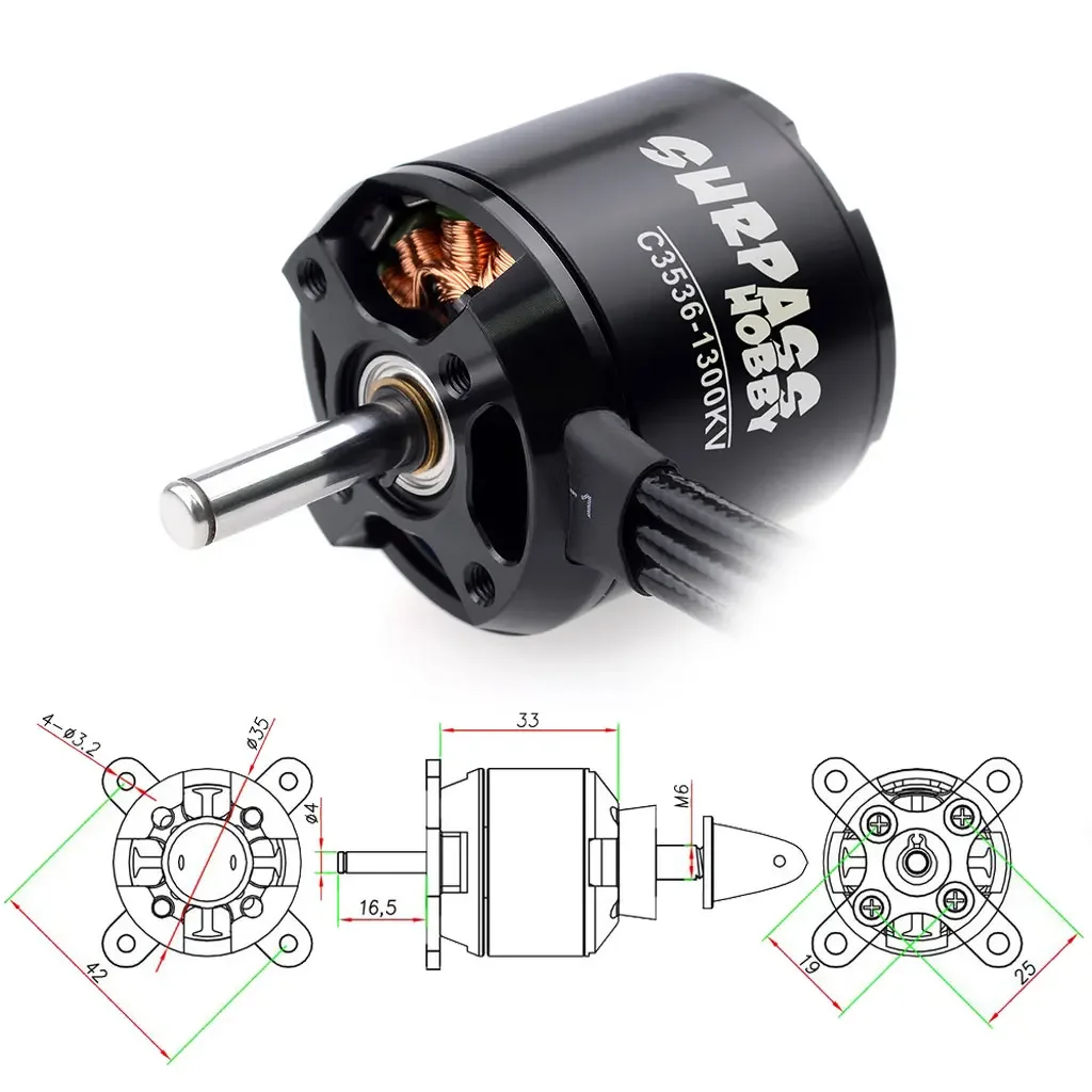 SURPASS HOBBY 3536 고정익 아웃러너 브러시리스 모터, RC 1000g-1500g 비행기 글라이더 워버드, 910KV, 1050KV, 1300KV, 1500KV