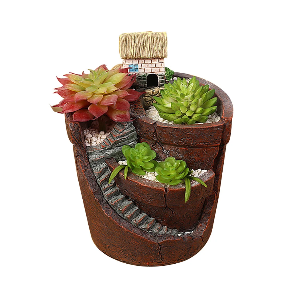 

Nordic creative round succulent flower pot Decoration Lazy resin Simulation succulent pot succulent plant mini cartoon