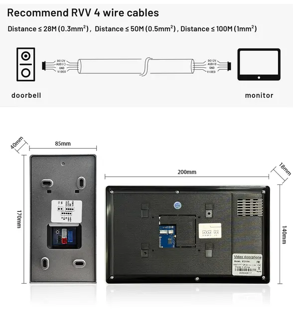 ANJIELO 7-inch CVBS Doorbell Video Intercom System for Home Supports RFID Card One-button Unlocking Video Door Phone 5